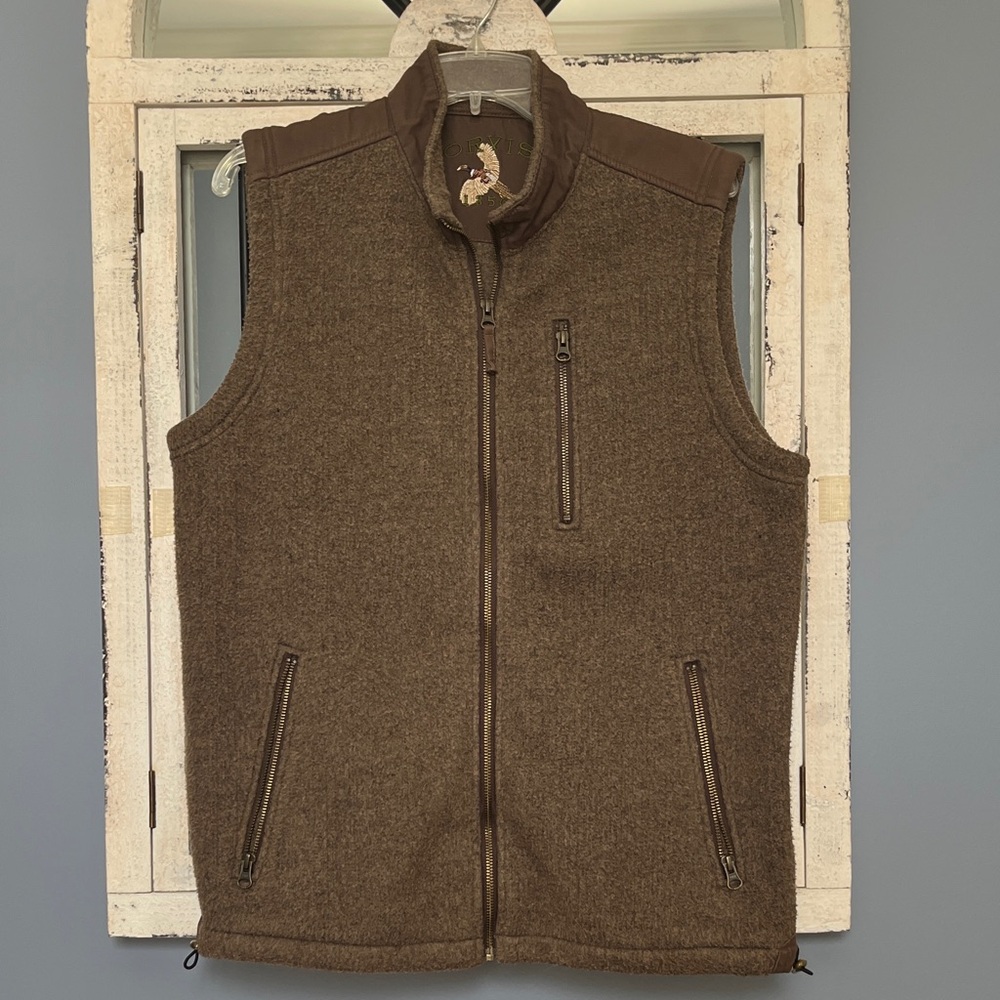Orvis Brown Fleece Vest with Zippered Pockets